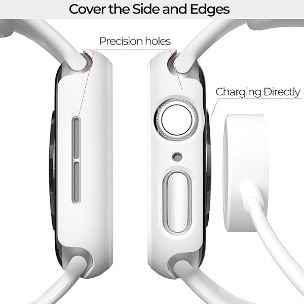 pzoz Premium Pzoz Case for Apple Watch SE2/6/5/4 - Slim Bumper & Screen Protector, Full Coverage Defense (40mm, White) - View 5 of 7