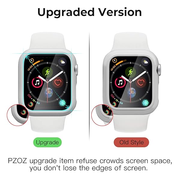 pzoz Premium Pzoz Case for Apple Watch SE2/6/5/4 - Slim Bumper & Screen Protector, Full Coverage Defense (40mm, White) - View 6 of 7