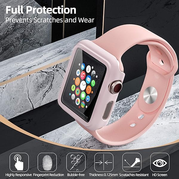 pzoz Buy Pzoz Slim Case for Apple Watch Series 2/3 - 42mm Screen Protector & Matte Bumper in Pink | Full Coverage Defense for iWatch - View 4 of 8