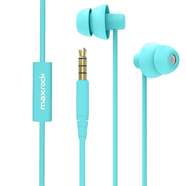 MAXROCK MAXROCK Sleep Earbuds: Ultra Soft, Lightweight Headphones for Insomnia, Side Sleepers & Travel - Volume Control & Mic (Acid Blue)