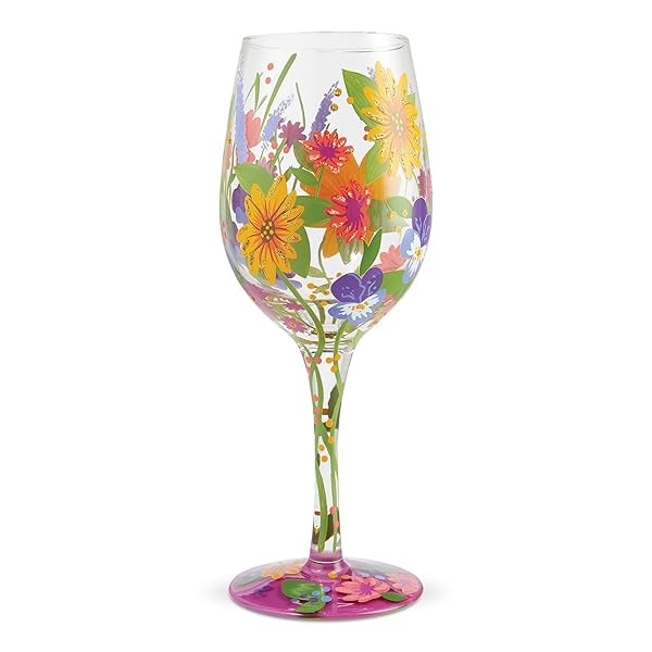 Enesco Enesco Lolita Garden Hand-Painted Wine Glass - Artisan Multicolor Design, Perfect Gift!