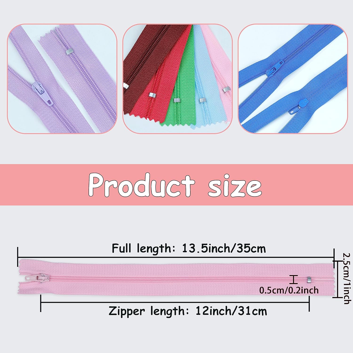 YAKA YAKA 60 Pack 12 Inch Mix Nylon Coil Zippers Bulk for Tailor Sewing Crafts in 20 Colors - View 2 of 8