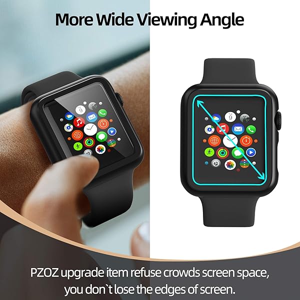 pzoz pzoz Apple Watch Series 2/3 Case with Screen Protector - Slim Bumper & Full Coverage Defense (42mm, Black) - View 7 of 8