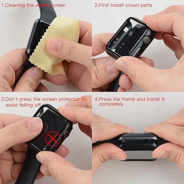 pzoz pzoz Apple Watch Series 2/3 Case with Screen Protector - Slim Bumper & Full Coverage Defense (42mm, Black) - View 8 of 8