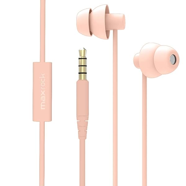 MAXROCK MAXROCK Super Mini Soft Silicone Earbuds with Mic - Perfect for Music & Sleep | Coral Pink for Cellphones, Tablets & Laptops