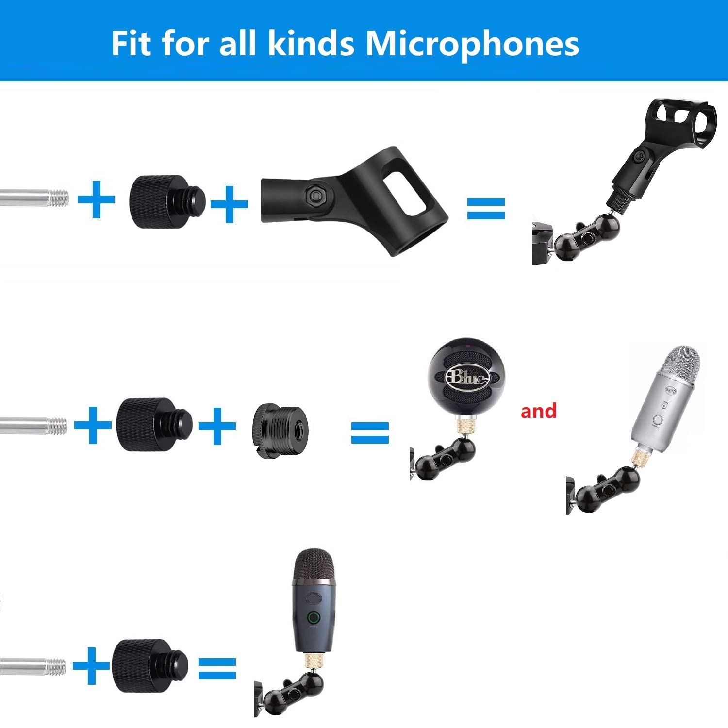 AceTaken Microphone Clip Mic Clamp Mount Holder for Shure Sennheiser Blue Yeti and Nady Microphones - View 4 of 9