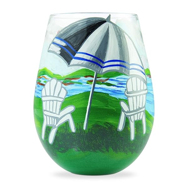 Enesco Enesco Lolita Adirondack Hand-Painted Stemless Wine Glass - Artisan Multicolor Design