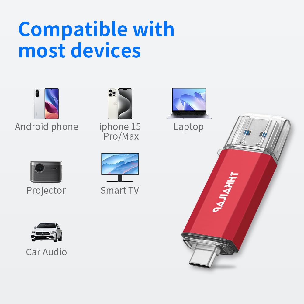 THKAILAR Thkailar 32GB USB C Flash Drive High Speed OTG Compatible with Samsung Mac Pro Laptops Tablets PC Red - View 5 of 9