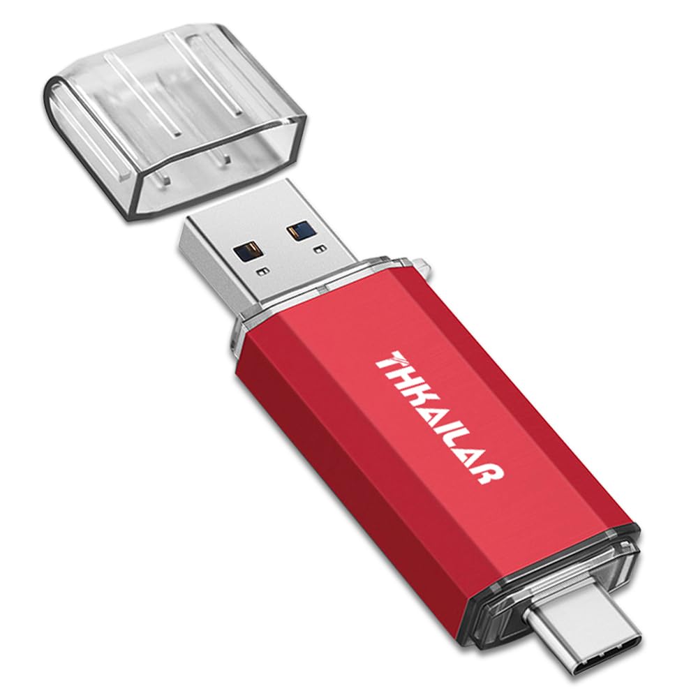 THKAILAR Thkailar 32GB USB C Flash Drive High Speed OTG Compatible with Samsung Mac Pro Laptops Tablets PC Red