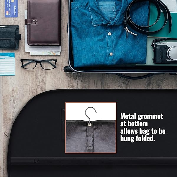 PLX PLX 40 Inch Black Garment Bag for Travel and Clothing Storage Ideal for Dresses Shirts Coats Jackets and Costumes for Men and Women - View 3 of 5