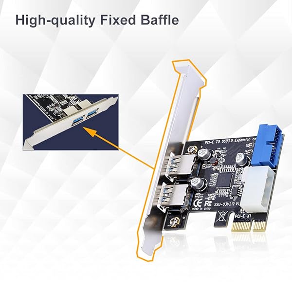 Pomya Upgrade Your Desktop: PCI-E to USB 3.0 Expansion Card with 2 Ports & 19PIN Power Connector - 5 Gbps Speed - View 3 of 10