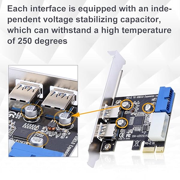 Pomya Upgrade Your Desktop: PCI-E to USB 3.0 Expansion Card with 2 Ports & 19PIN Power Connector - 5 Gbps Speed - View 6 of 10