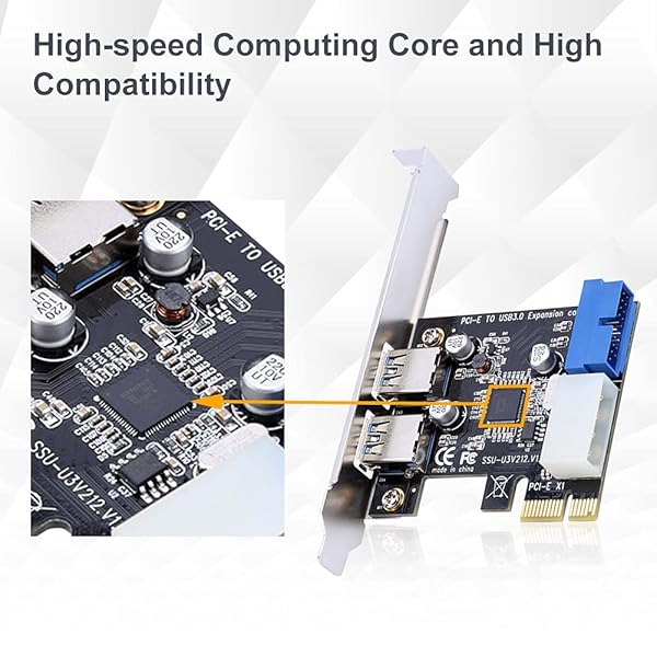 Pomya Upgrade Your Desktop: PCI-E to USB 3.0 Expansion Card with 2 Ports & 19PIN Power Connector - 5 Gbps Speed - View 7 of 10