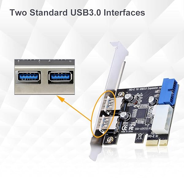 Pomya Upgrade Your Desktop: PCI-E to USB 3.0 Expansion Card with 2 Ports & 19PIN Power Connector - 5 Gbps Speed - View 8 of 10