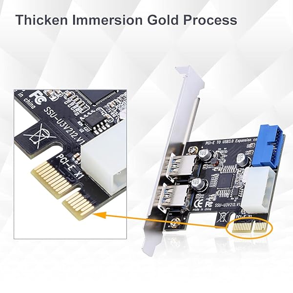 Pomya Upgrade Your Desktop: PCI-E to USB 3.0 Expansion Card with 2 Ports & 19PIN Power Connector - 5 Gbps Speed - View 9 of 10