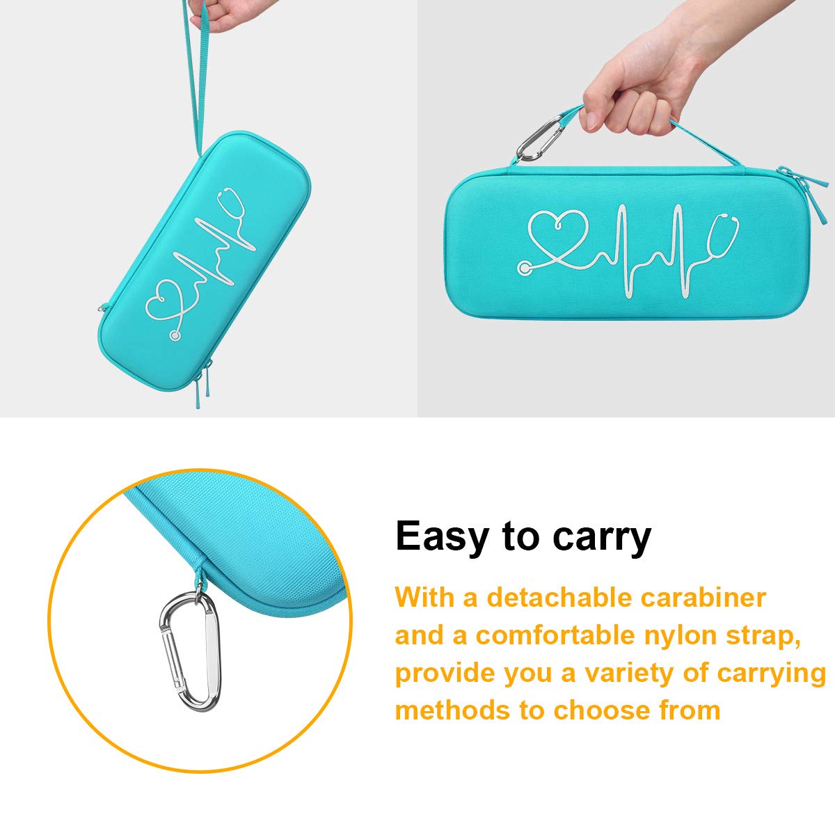 BOVKE BOVKE Hard Stethoscope Case for 3M Littmann Classic III Lightweight II S E Cardiology IV MDF Acoustica Deluxe Extra Room Turquoise - View 5 of 9