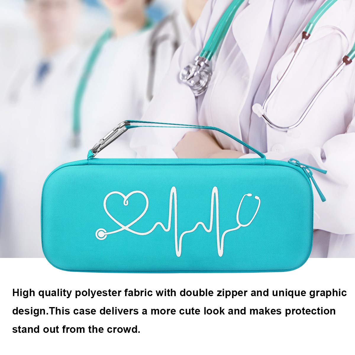 BOVKE BOVKE Hard Stethoscope Case for 3M Littmann Classic III Lightweight II S E Cardiology IV MDF Acoustica Deluxe Extra Room Turquoise - View 6 of 9