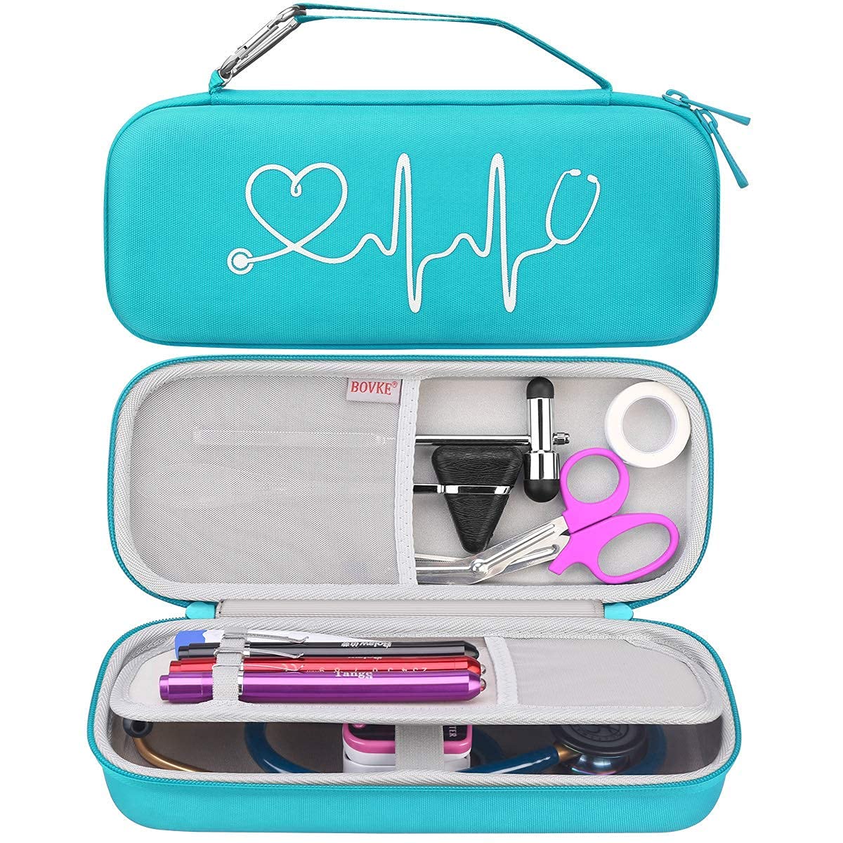 BOVKE Hard Stethoscope Case for 3M Littmann Classic III Lightweight II S E Cardiology IV MDF Acoustica Deluxe Extra Room Turquoise