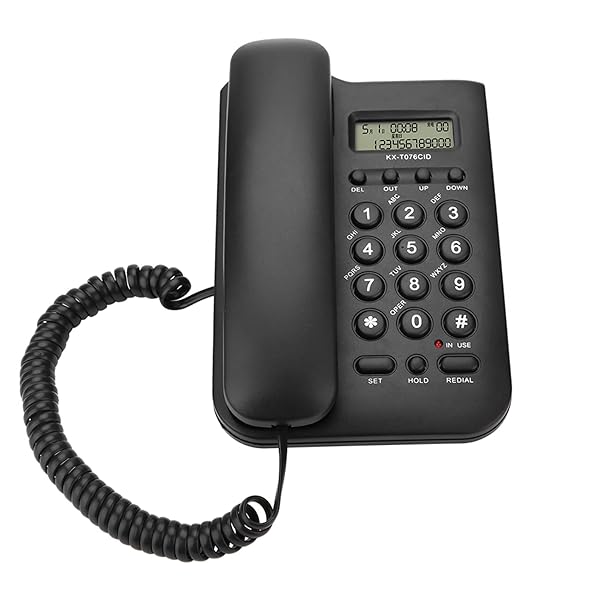 Pomya Corded Telephone: Wired Landline with Caller ID - No AC Power Needed for Home & Office