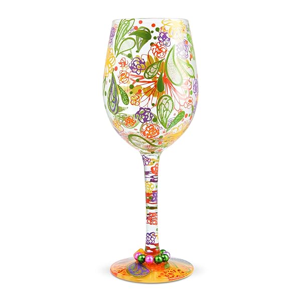 Enesco Shop Enesco Lolita Thankful Hand-Painted Wine Glass - Artisan Multicolor Design, Perfect Gift!
