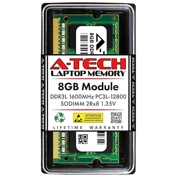 A-Tech A-Tech 8GB DDR3 RAM Replacement for Crucial CT8G3S160BM 1600MHz PC3L-12800 SODIMM Memory Module 204-Pin 1.35V