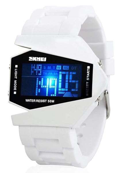 Shop Gosasa Men's Military Sports Watches - Digital Airplane LED Colorful Light (Black & White)