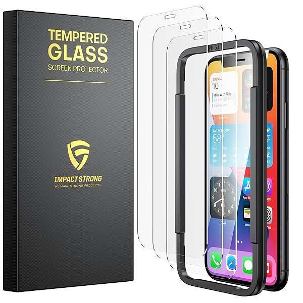 ImpactStrong ImpactStrong Shatterproof Tempered Glass Screen Protector for iPhone 11/XR - 9H Hardness, Easy Install, Bubble Free, 3-Pack