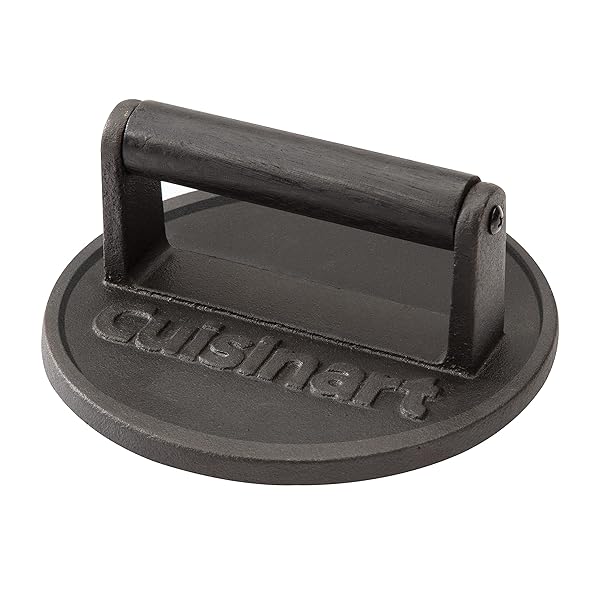Cuisinart "Perfect Juicy Burgers with Cuisinart 6.5" Cast Iron Smashed Burger Press for BBQs & Cookouts"