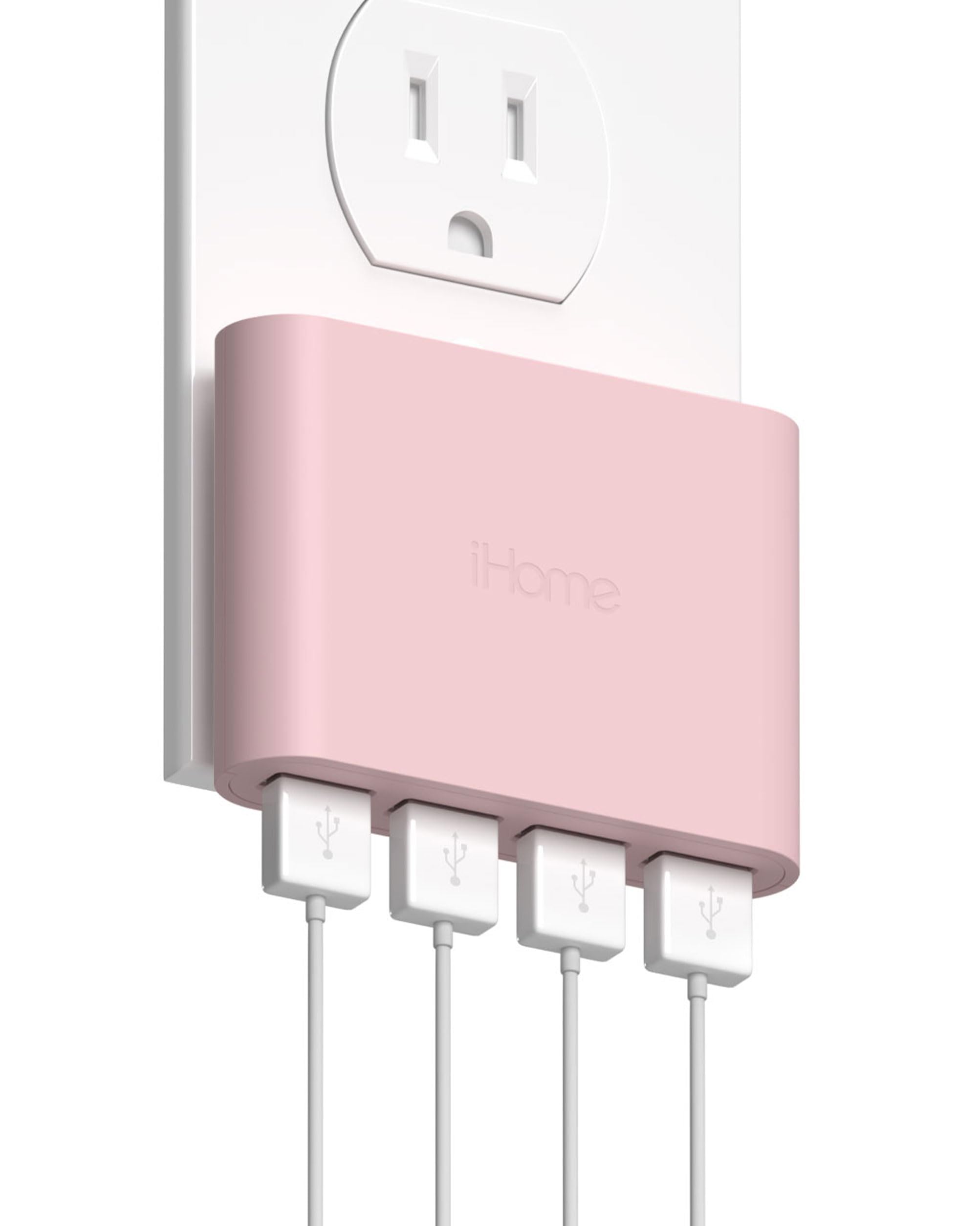iHome iHome Slim USB Wall Charger: 4-Port AC Pro Adapter for Fast Phone Charging