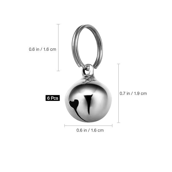 UKCOCO UKCOCO Dog Collar Bell 6Pcs 16MM Metal Pet Collar Bells with Key Ring for Small Dogs Cats Clear Sound Silver - View 4 of 9