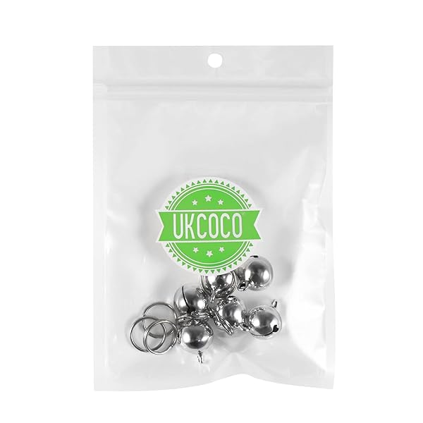 UKCOCO UKCOCO Dog Collar Bell 6Pcs 16MM Metal Pet Collar Bells with Key Ring for Small Dogs Cats Clear Sound Silver - View 5 of 9