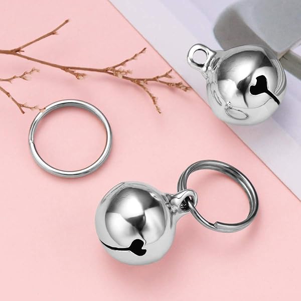 UKCOCO UKCOCO Dog Collar Bell 6Pcs 16MM Metal Pet Collar Bells with Key Ring for Small Dogs Cats Clear Sound Silver - View 9 of 9
