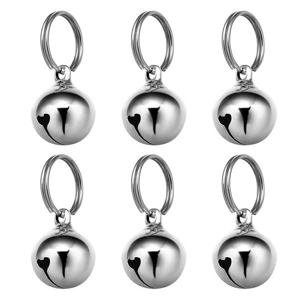 UKCOCO UKCOCO Dog Collar Bell 6Pcs 16MM Metal Pet Collar Bells with Key Ring for Small Dogs Cats Clear Sound Silver