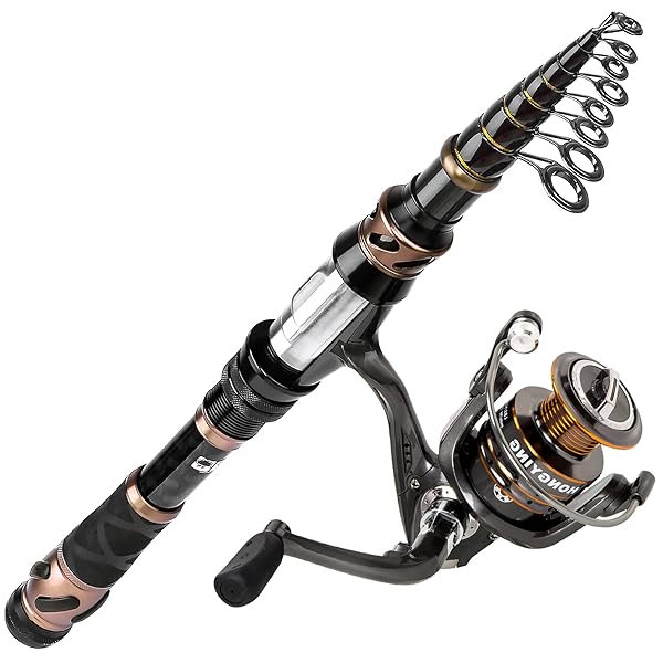 PLUSINNO PLUSINNO Fishing Rod and Reel Combos Telescopic 24 Ton Carbon Matrix with 12 Plus 1 Shielded Bearings Stainless Steel Spinning Reel