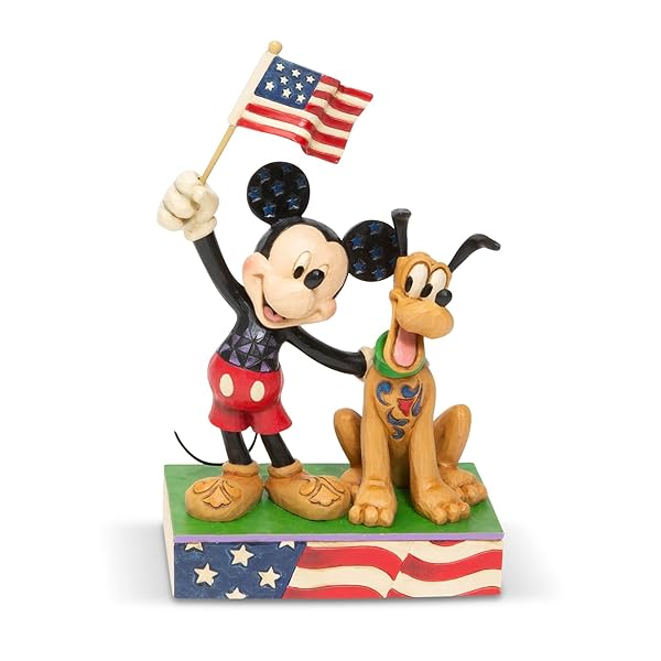 Enesco Enesco Disney Traditions Jim Shore Mickey Mouse & Pluto Patriotic Figurine - 7 Inch Multicolor Collectible