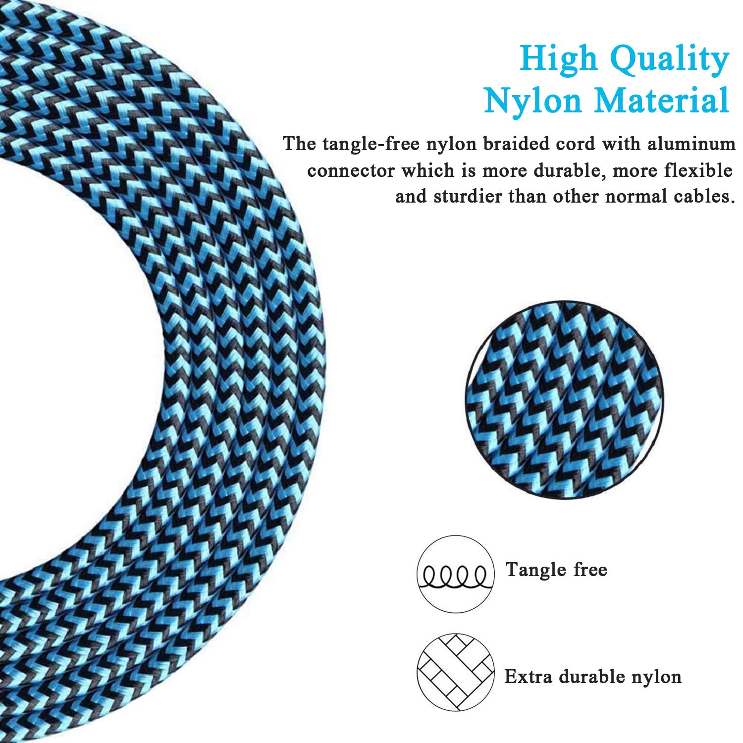 Aioneus Aioneus Micro USB Cable Fast Charging Cord 4Pack 2FT 3FT 5FT 6FT Compatible with Samsung Galaxy LG Kindle Tablet PS4 - View 8 of 8