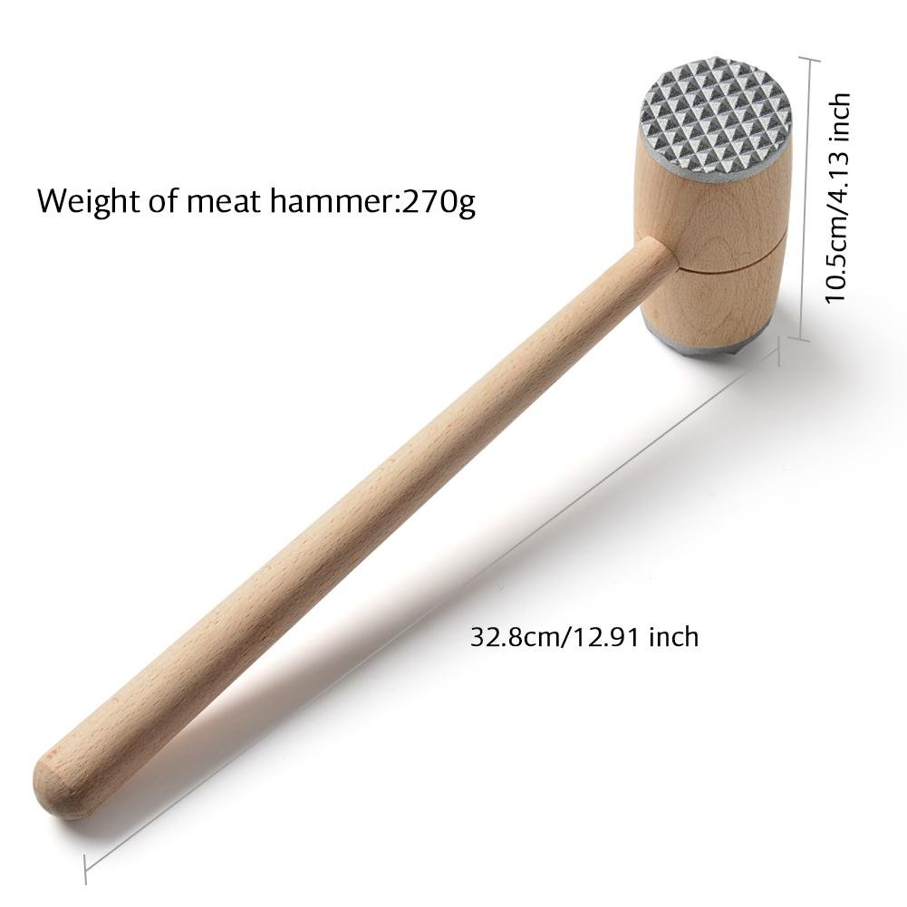 Hztyyier Wooden Dual-Sided Meat Tenderizer Mallet Kitchen Tool for Pounding Pork Lamb Chicken Steak Turkey - View 2 of 8