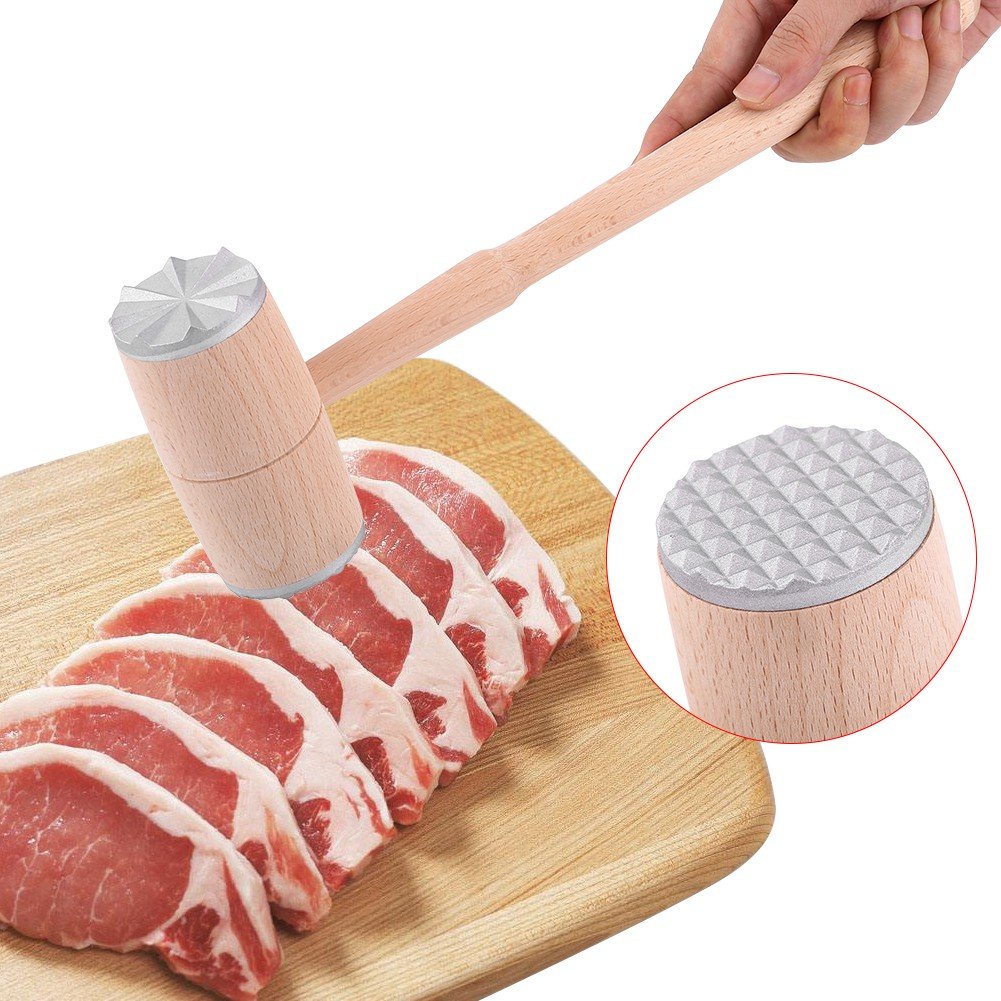 Hztyyier Wooden Dual-Sided Meat Tenderizer Mallet Kitchen Tool for Pounding Pork Lamb Chicken Steak Turkey - View 5 of 8