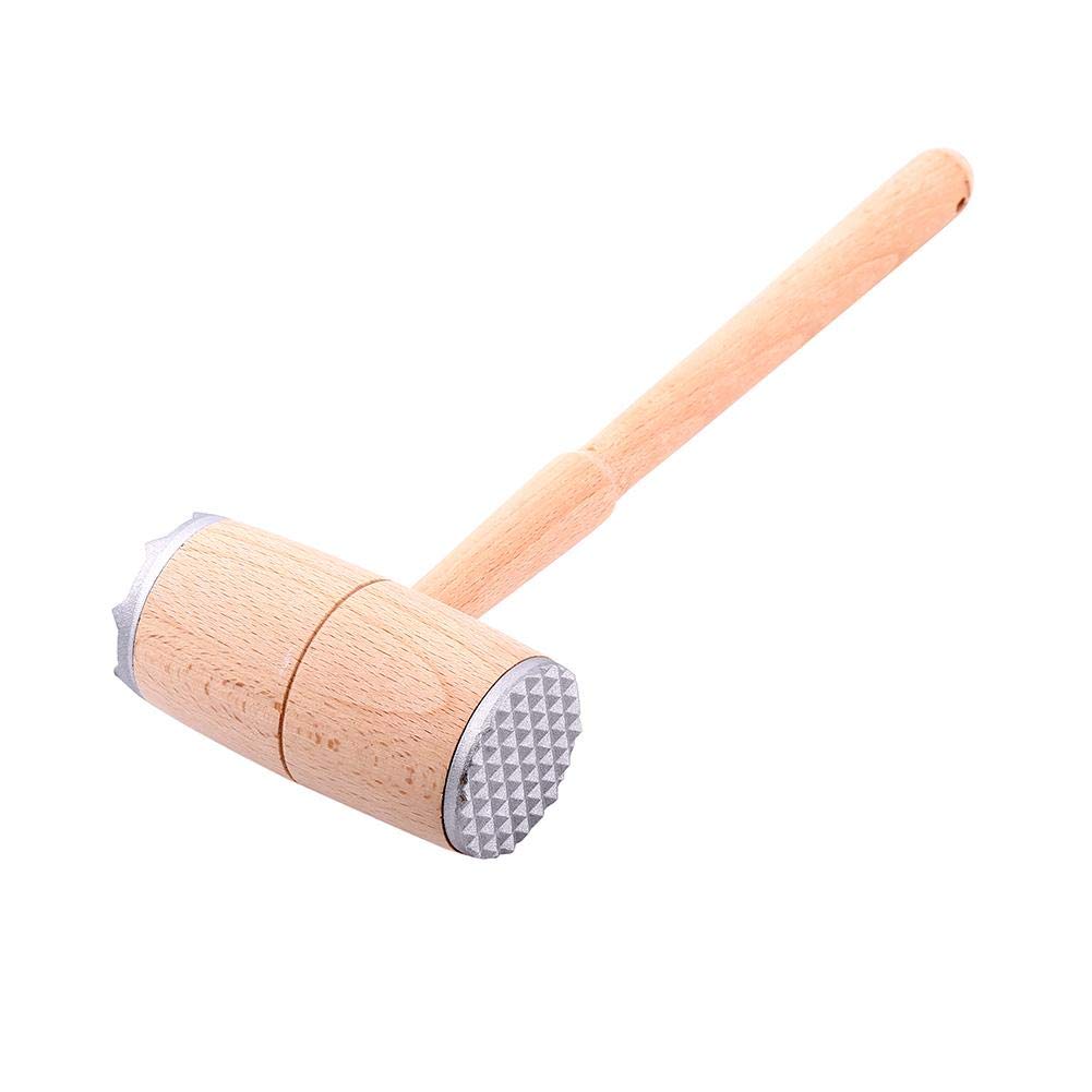Wooden Dual-Sided Meat Tenderizer Mallet Kitchen Tool for Pounding Pork Lamb Chicken Steak Turkey