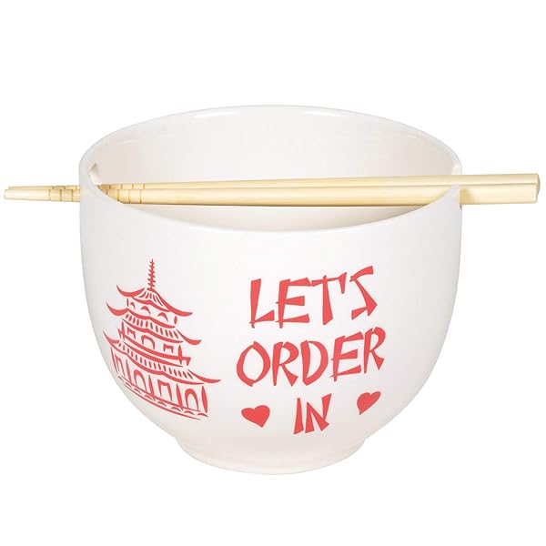 Enesco Enesco Our Name is Mud Ramen Bowl & Chopsticks Set - 5.25 Inch Red & White | Perfect for Takeout Lovers!