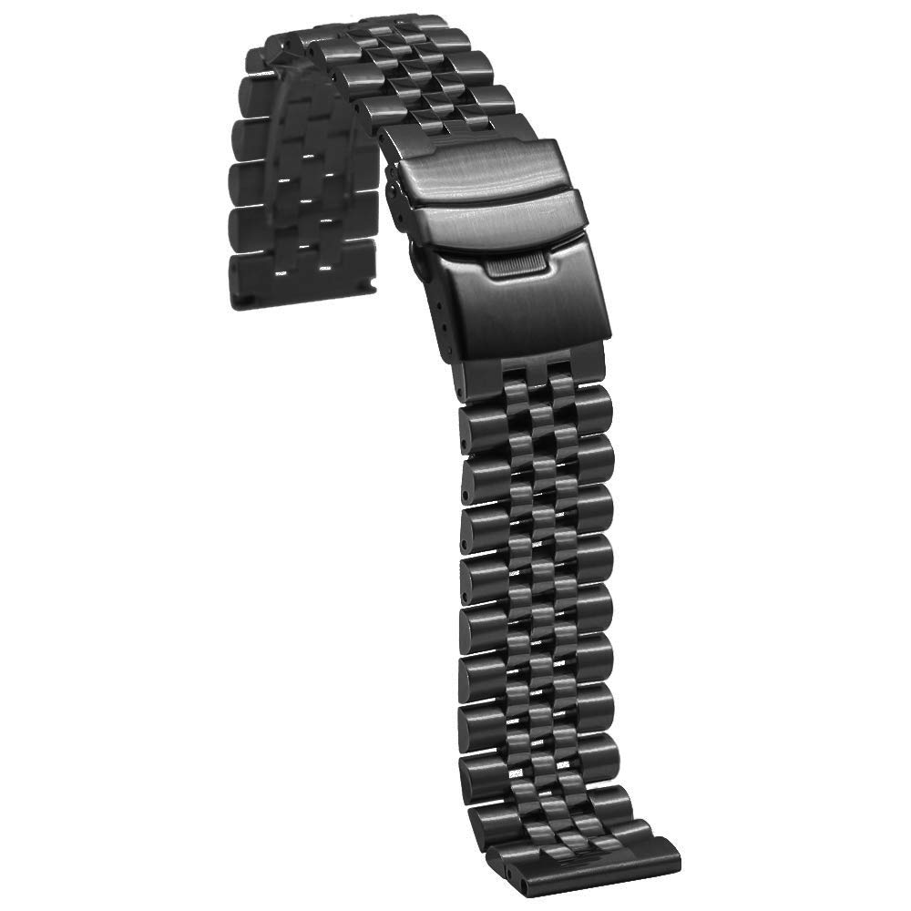 Kai Tian Kai Tian 22mm Black Stainless Steel Watch Band Straps Sturdy Metal Bracelet with Double Locks for Men and Women - View 2 of 7
