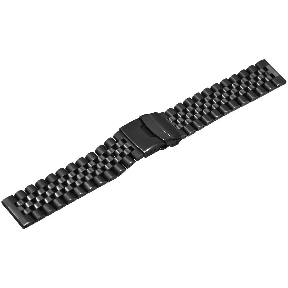 Kai Tian Kai Tian 22mm Black Stainless Steel Watch Band Straps Sturdy Metal Bracelet with Double Locks for Men and Women - View 3 of 7