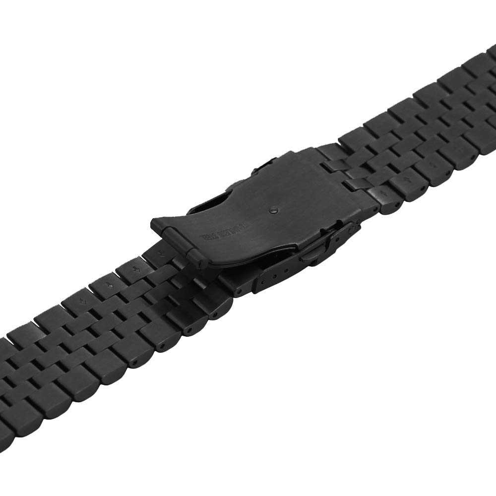 Kai Tian Kai Tian 22mm Black Stainless Steel Watch Band Straps Sturdy Metal Bracelet with Double Locks for Men and Women - View 5 of 7
