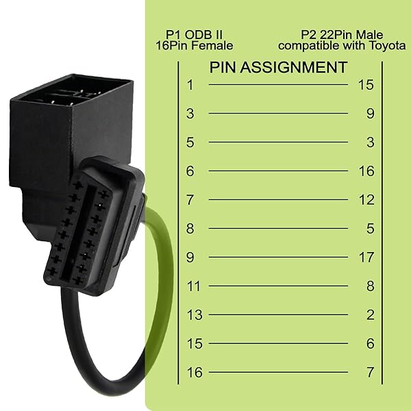 Goliton Goliton 22 Pin OBD1 to 16 Pin OBD2 Adapter Cable for Toyota Diagnostic Scanner - View 4 of 6