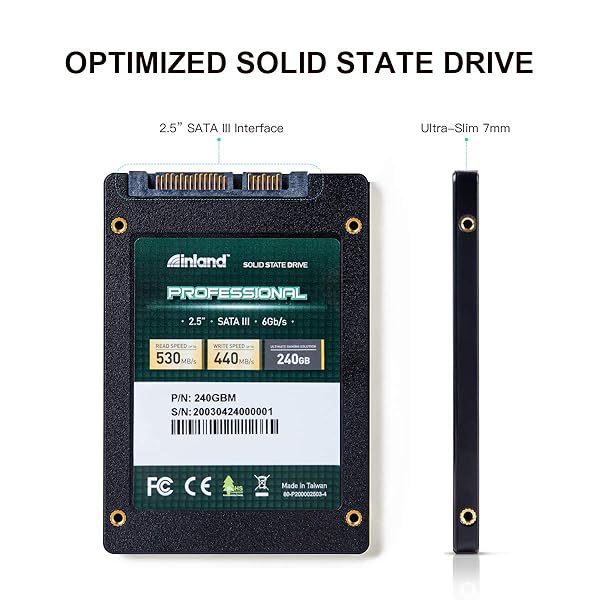INLAND "INLAND 3 Pack 240GB SSD - 3D NAND SATA III 6Gb/s 2.5" Internal Solid State Drives for Fast Storage Upgrade" - View 3 of 8