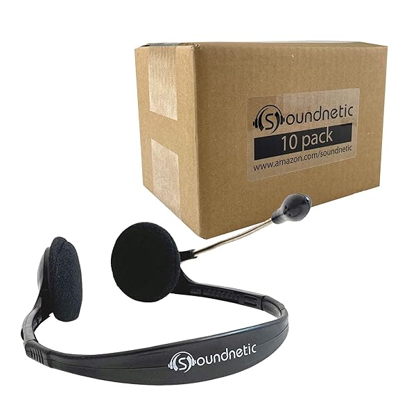 Soundnetic Soundnetic Disposable Stereo Classroom Headset with Boom Microphone 10 Pack for Clear Audio and Classroom Use - View 2 of 10