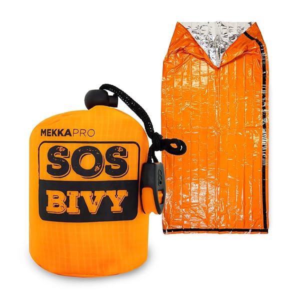 MEKKAPRO MEKKAPRO SOS Emergency Thermal Bivy Sleeping Bag & Survival Whistle - Ultimate Mylar Emergency Blanket for Outdoor Safety