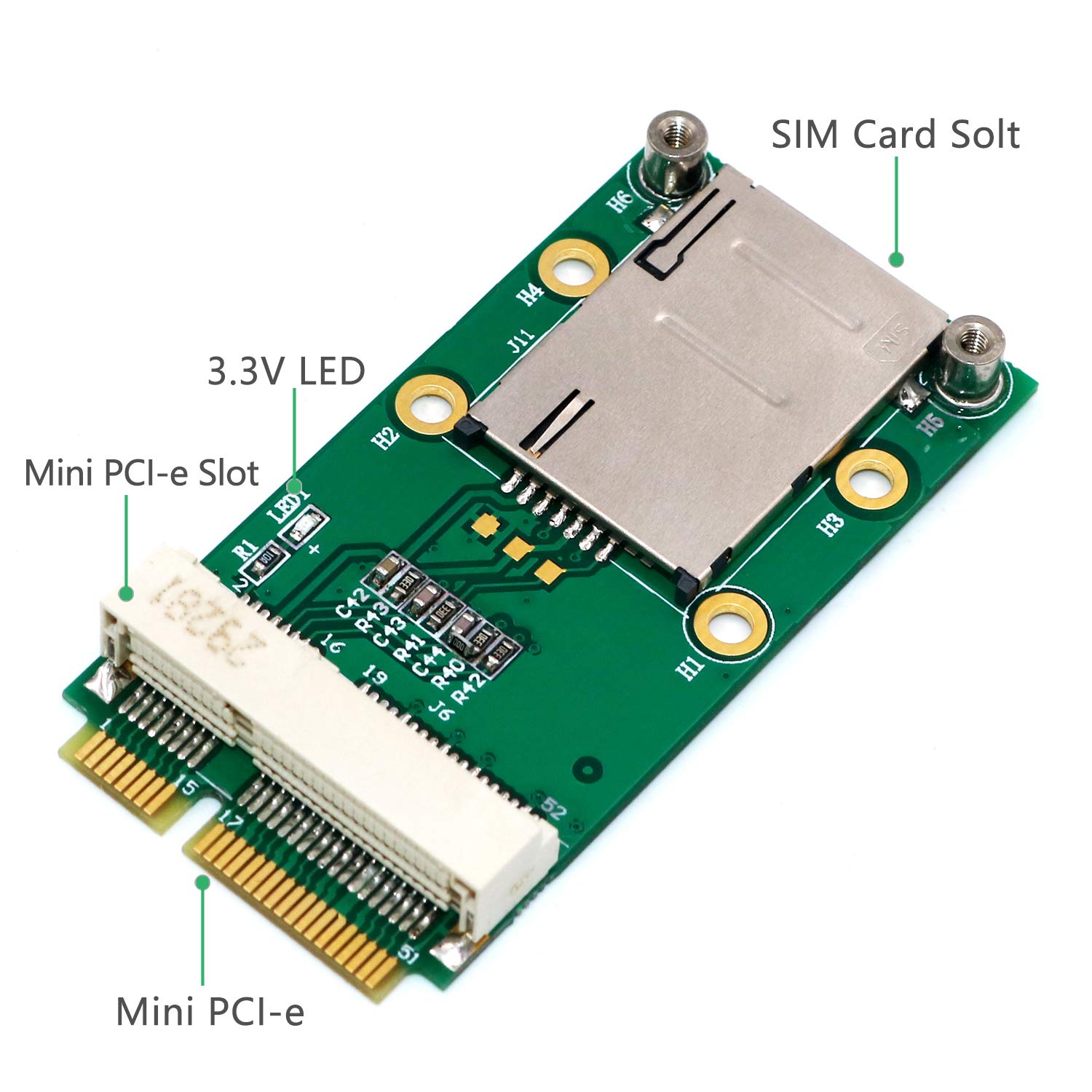 SUPERPLUS Mini PCI-E Adapter with SIM Card Slot for 3G 4G WWAN LTE GPS Card Self-Elastic SIM Card Holder - View 3 of 6