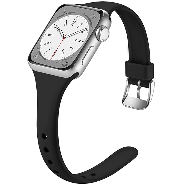 Laffav Slim Band for Apple Watch Soft Silicone Sport Strap Compatible with 40mm 38mm 41mm 44mm 42mm 45mm 46mm 49mm for Men and Women