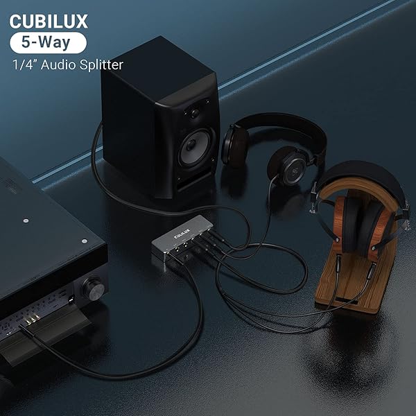 Cubilux "Cubilux 5-Way 1/4" Audio Splitter: Multiport Aux for Instruments, Headphones & Studio Monitors" - View 4 of 8